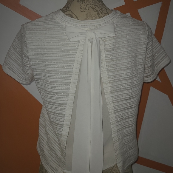 ESP SHEER BLOUSE WITH BACK BOW AND SLIP/CROP TOP - Picture 2 of 2